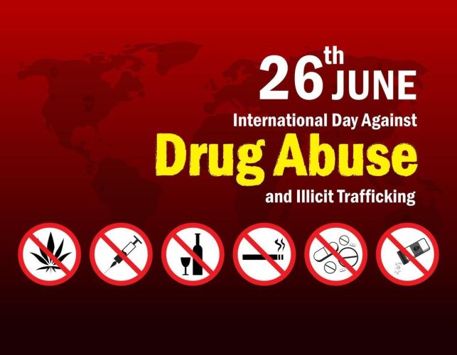 26 june international day against drug abuse and illicit trafficking banner free vector