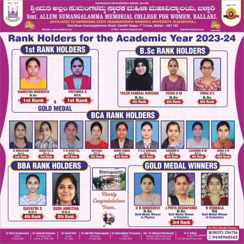 2023 rank holders and gold medal winners